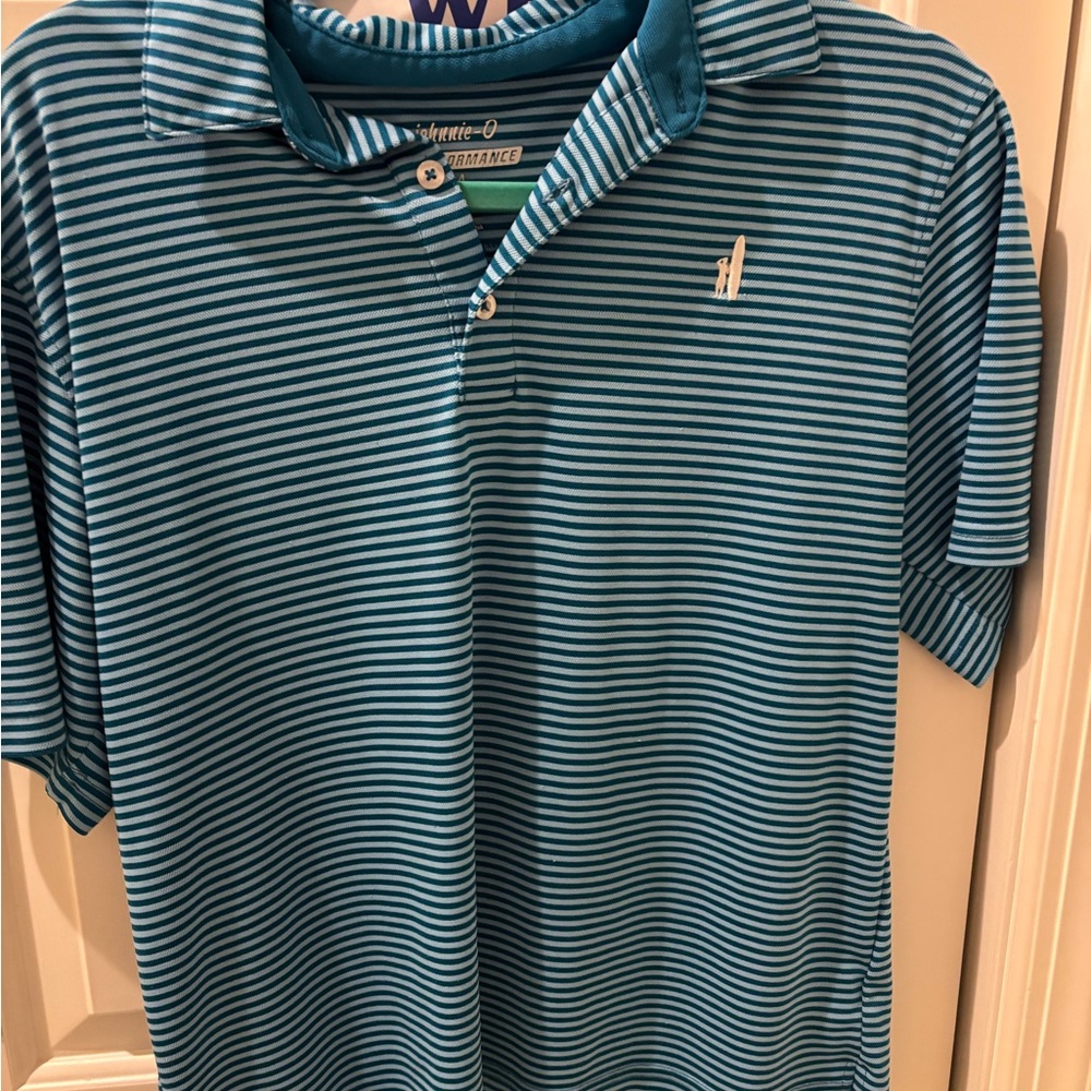 Boy’s Striped Johnie’s O Blue Polo Shirt, size 14